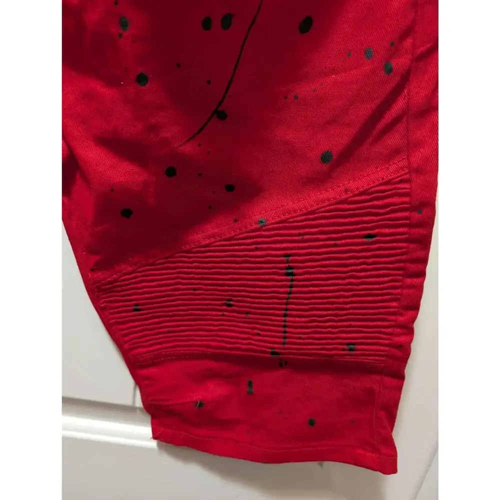 NEW Trestles Supply Co Men’s 34 Shorts Red Paint Splatter Hip Hop Y2K Streetwear